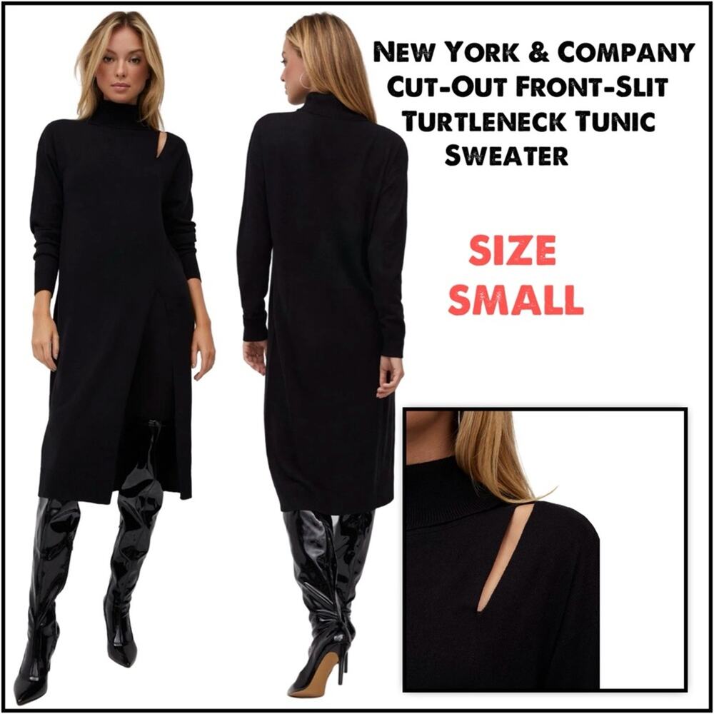 #T07 NEW YORK & COMPANY Long Sleeve Tunic Turtleneck SZ S $79